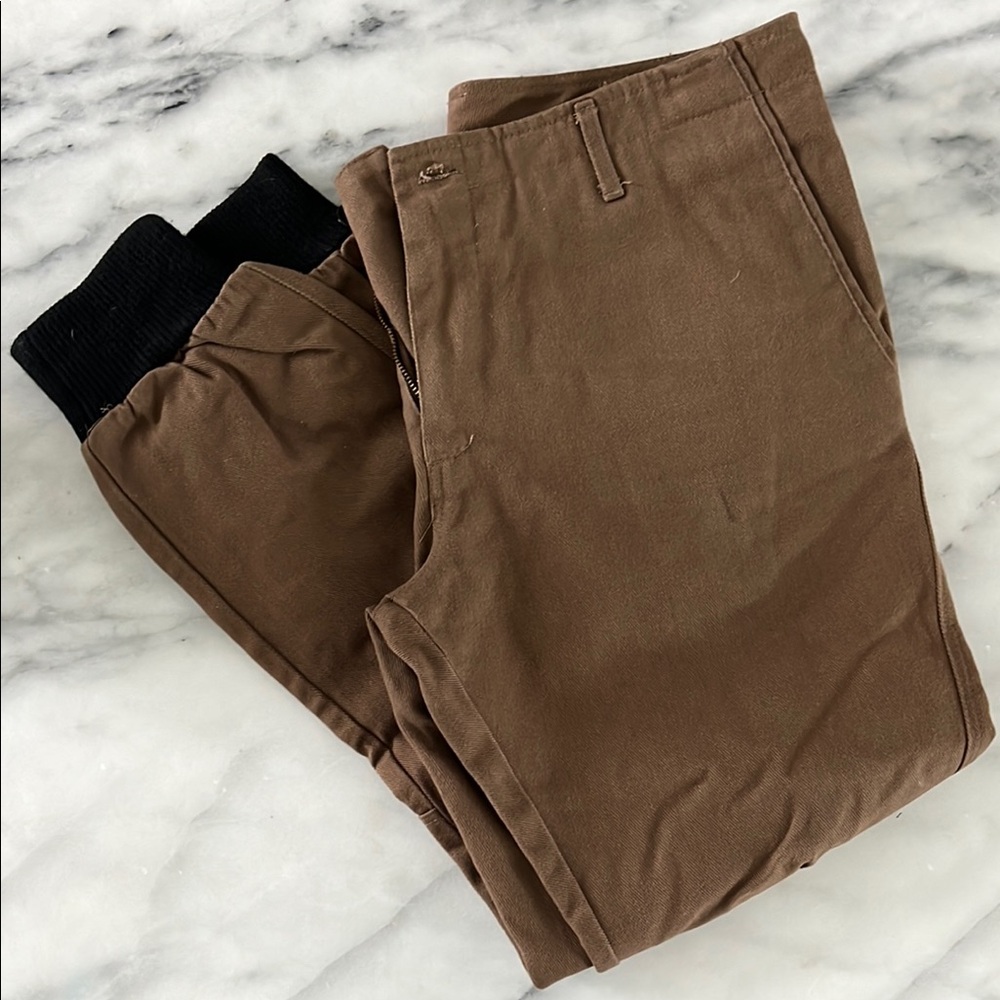 Kith Men's Tan Cargo Jogger Pants with Black Cuffs